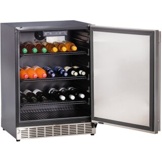 Einbaukühlschrank schwarz, Tür Edelstahl