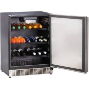 Einbaukühlschrank schwarz, Tür Edelstahl