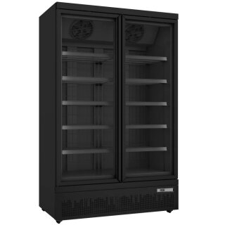 Glastür-Tiefkühlschrank mit 2 Glastüren, schwarz, GTK 930 Pro