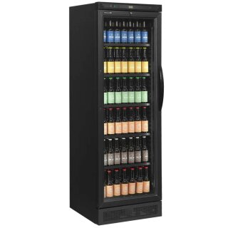 Tefcold Flaschenkühlschrank in schwarz, mit Türanschlag links (Griff rechts)