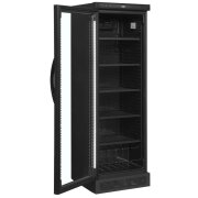Schwarzer Flaschenkühlschrank mit Türanschlag...