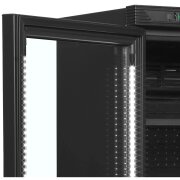 Schwarzer Flaschenkühlschrank mit Türgriff rechts