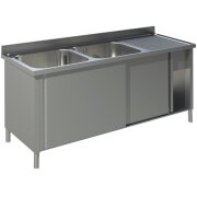 Spülschrank 160x70x85cm, 2 Becken links